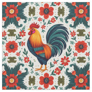 Colourful rooster fabric