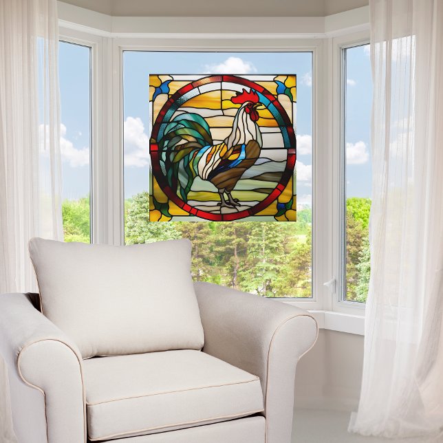 Colourful Rooster Faux Stained Glass Window Cling (Creator Uploaded)