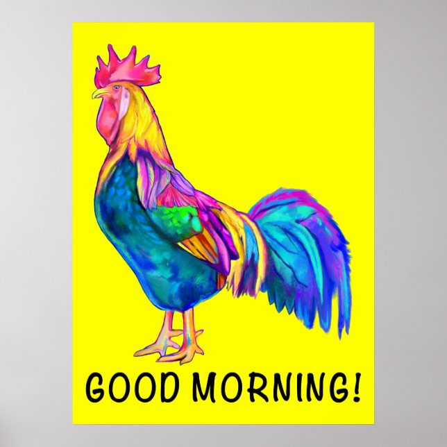 Colourful Rooster Good Morning! Poster (Front)