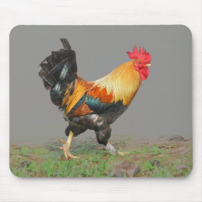 Colourful Rooster Painting Mouse Pad (Front)