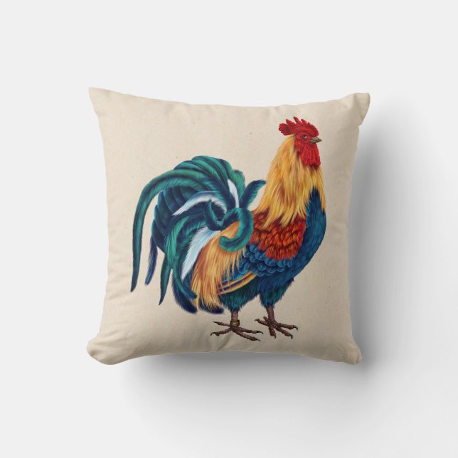 Colourful Rooster Pillow (Front)