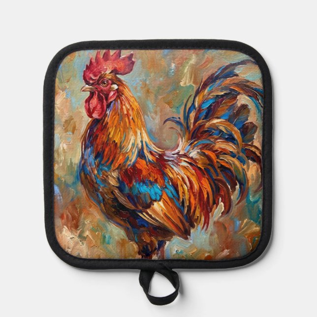 Colourful Rooster Pot Holder (Front)