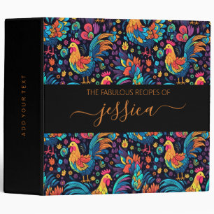 Colourful rooster script name recipe Binder