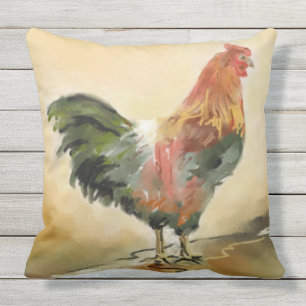 Colourful Rooster Throw Pillow