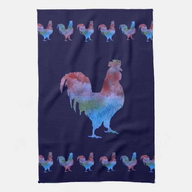 Colourful Roosters Kitchen Towel (Vertical)