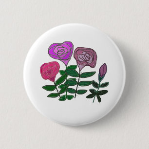 Colourful Rose Design 2 Inch Round Button