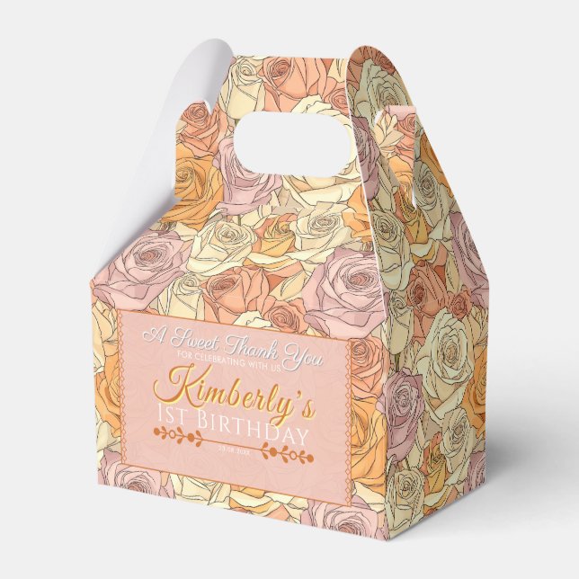 Colourful Rose Favour Box For Birthday Party (Front Side)