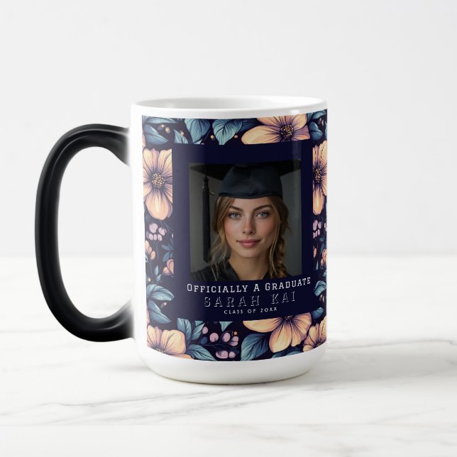Colourful Rose Flower Gift For Her Graduation Magic Mug (Left)