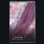Colourful Rose gold blue Marble watercolor Glitter Calendar<br><div class="desc">Modern Custom Personalized Name rose gold,  purple and pink blue marble glitter texture for holiday gifts celebration</div>