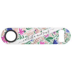 Colourful Rose Gold Floral Leaf Illustrations Bar Key