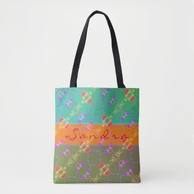 Colourful Rose Hearts With Her Name  Tote Bag (Front)