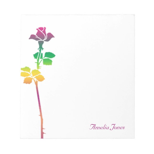 Colourful Rose Personalized Notepad (Front)