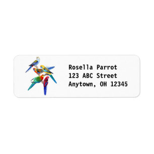 Colourful Rosella Parrots Label