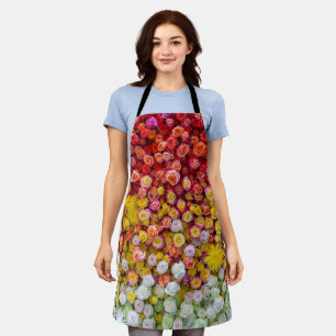 Colourful Roses and Chrysanthemums Floral Gradient Apron