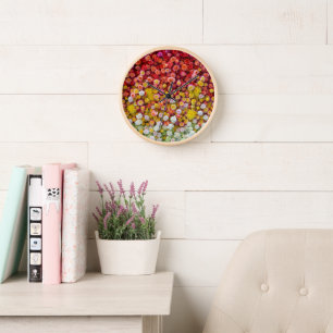 Colourful Roses and Chrysanthemums Floral Gradient Clock