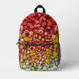 Colourful Roses and Chrysanthemums Floral Gradient Printed Backpack