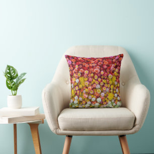Colourful Roses and Chrysanthemums Floral Gradient Throw Pillow