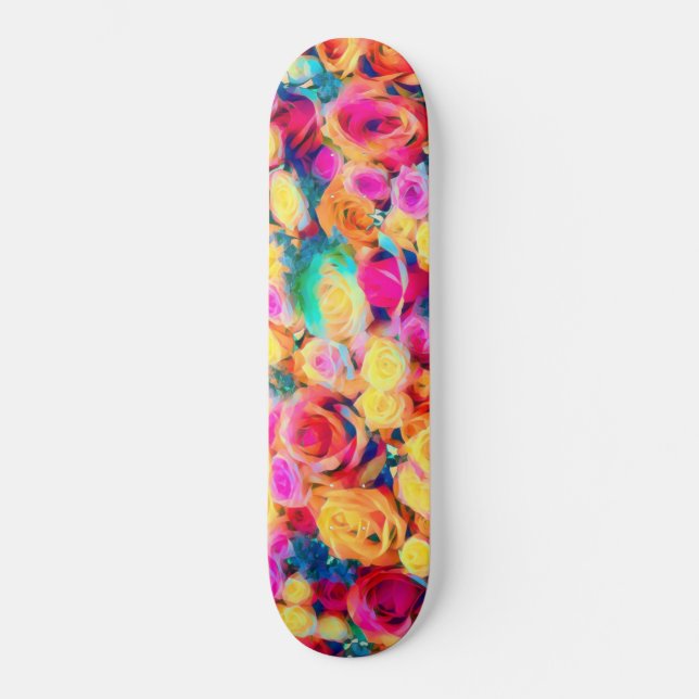 Colourful Roses Bouquet Skateboard (Front)