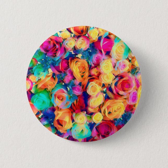 Colourful Roses Button Bouquet Flowers (Front)
