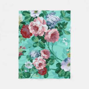 Colourful Roses & Flowers Fleece Blanket