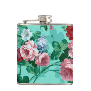 Colourful Roses & Flowers Hip Flask
