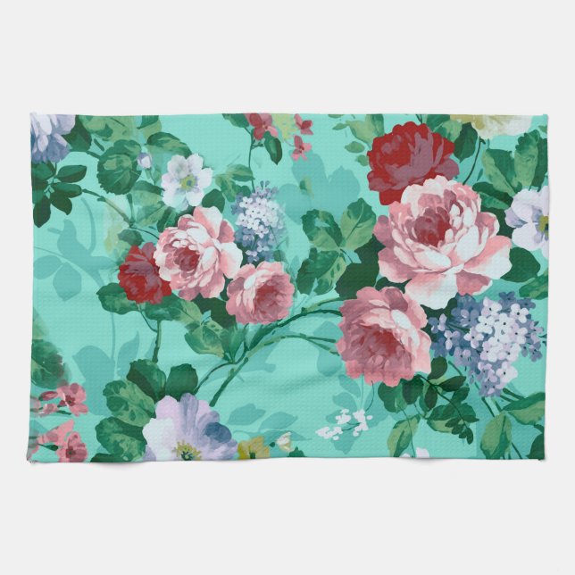 Colourful Roses & Flowers Kitchen Towel (Horizontal)
