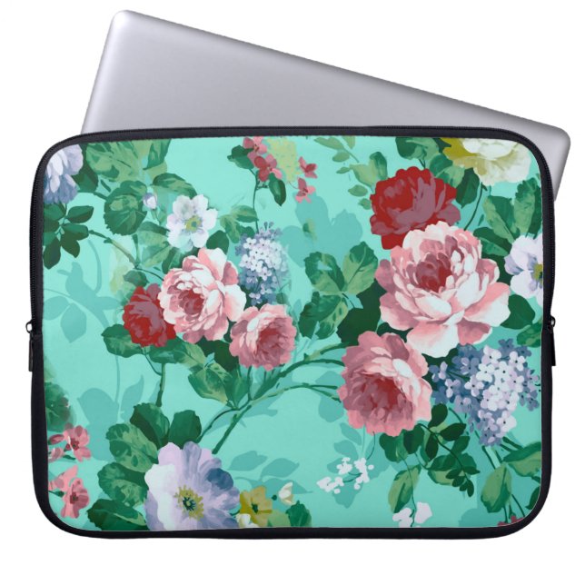 Colourful Roses & Flowers Laptop Sleeve (Front)