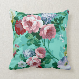 Colourful Roses & Flowers Throw Pillow