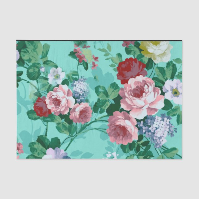 Colourful Roses & Flowers Tissue Paper (Front)