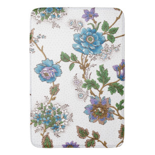 Colourful Roses & Oriental Poppies-White Backgroun Bath Mat