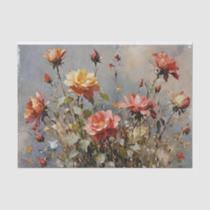 Colourful Roses Watercolor Decoupage Tissue Paper