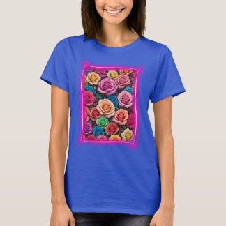 Colourful roses with purple frame T-Shirt