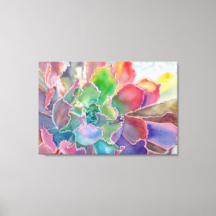 Colourful rosette succulent canvas print