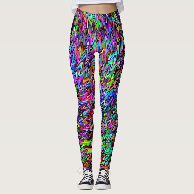 Colourful Rotating Colour Swirl Leggings (Front)