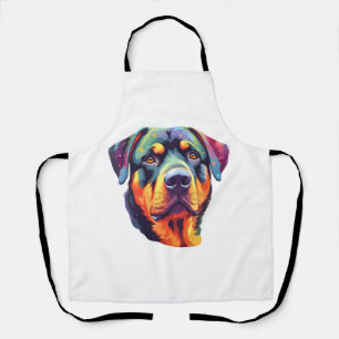 Colourful Rottweiler Head  Apron