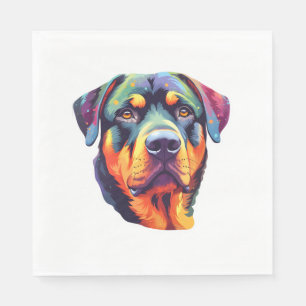Colourful Rottweiler Head Napkin
