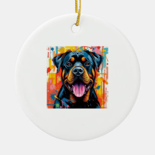 Colourful Rottweiler Pop Art � Vibrant Splash Styl Ceramic Ornament