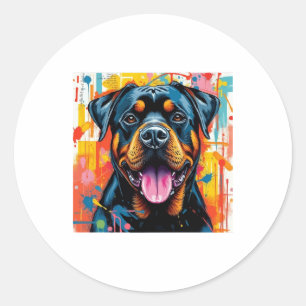 Colourful Rottweiler Pop Art � Vibrant Splash Styl Classic Round Sticker