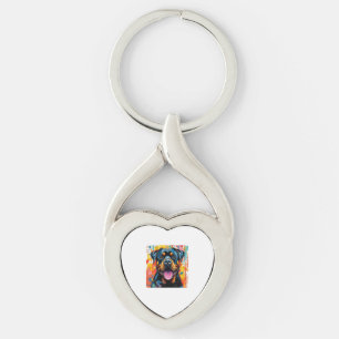 Colourful Rottweiler Pop Art � Vibrant Splash Styl Keychain