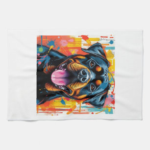 Colourful Rottweiler Pop Art � Vibrant Splash Styl Kitchen Towel