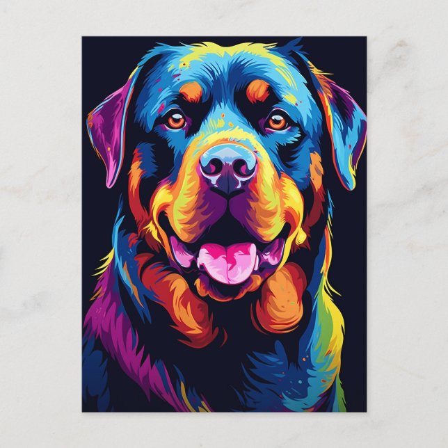 Colourful Rottweiler Postcard (Front)