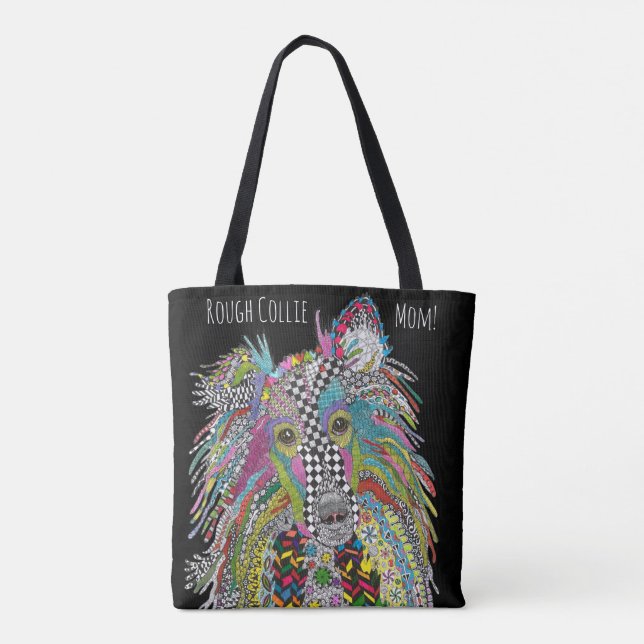 Colourful Rough Collie Mom Tote Bag (Back)