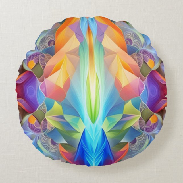 Colourful Round Abstract Throw Pillow (Front)