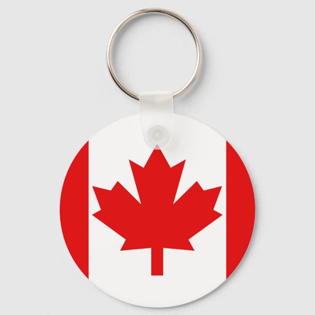 Colourful Round Canadian Flag Keychain (Front)