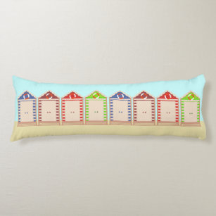 Colourful Row of Beach Huts Summer Body Pillow