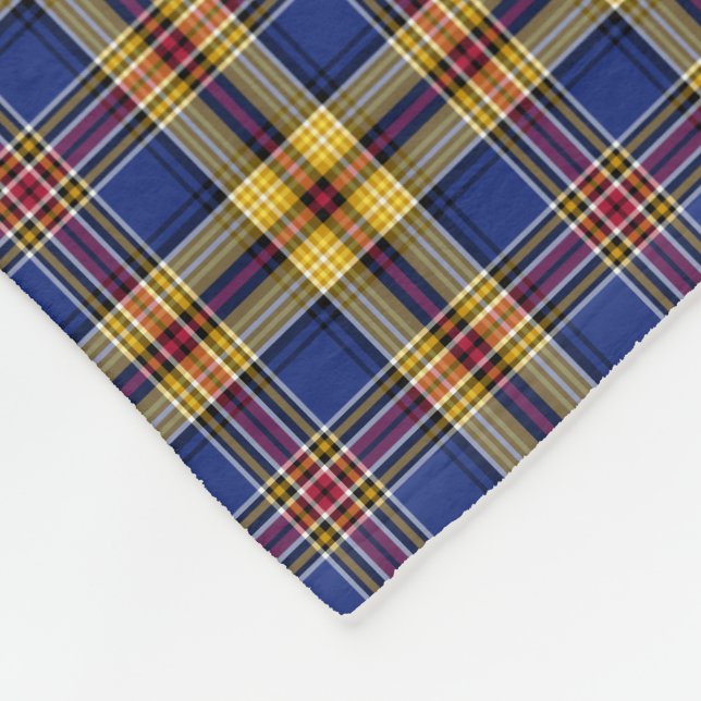 Colourful Royal Blue Plaid Murtagh Tartan Fleece Blanket (Corner)