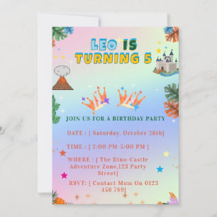 Colourful Royal King Birthday invitation