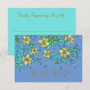 Colourful RSVP Gold Star Glittery Confetti
