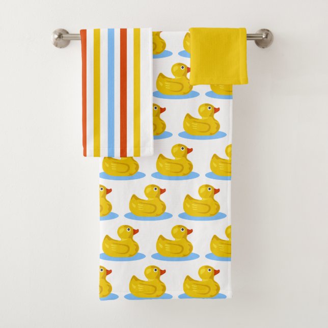 Colourful Rubber Ducky Bath Towel Set (Insitu)