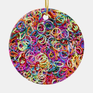 Colourful Rubberbands Ceramic Ornament
